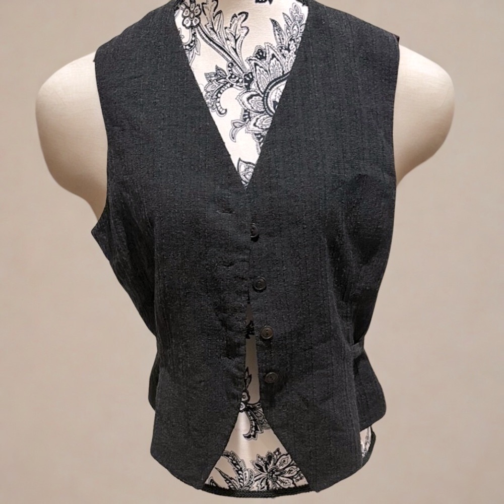 Michel Rene Black Button-Up Vest